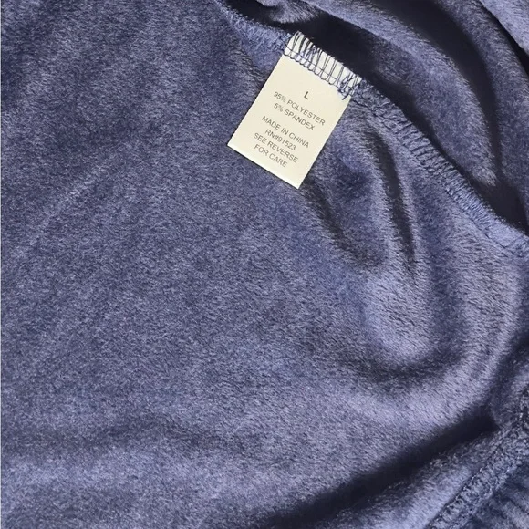 Roudelain Long Sleeve Ribbed Velour Pajama Top Peacoat   Size L Soft Cozy - Picture 7 of 7